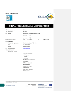 Final Report of Project ENV01