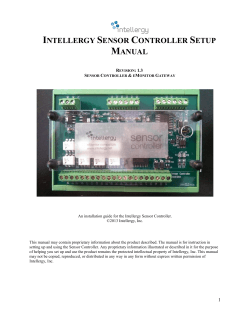 intellergy sensor controller setup manual