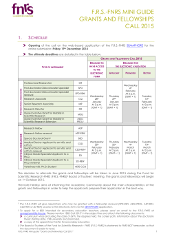 F.R.S.-FNRS MINI GUIDE GRANTS AND FELLOWSHIPS CALL 2015