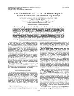 Fate of Escherichia coli 0157:H7 as Affected by pH