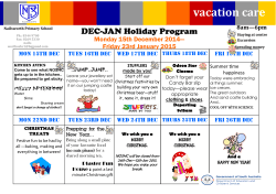 Term 4 Holidays Vacation Care booklet
