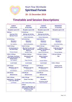 Timetable and Session Descriptions