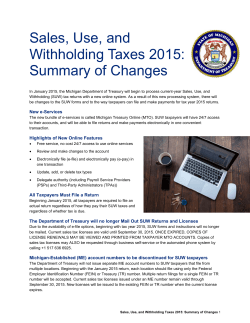 Sales, Use, and Withholding Taxes 2015: Summary of