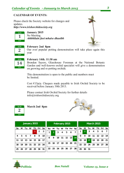 3 Calendar of Events - January to March 2015