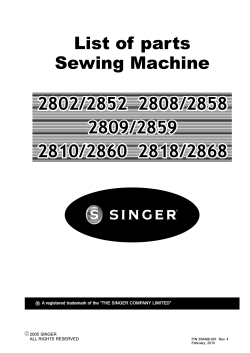 List of parts Sewing Machine