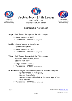 2015 Spring Virginia Beach Little League Sponsorship Agreement