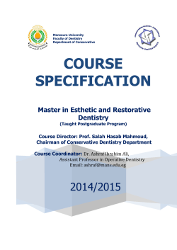 COURSE SPECIFICATION - Dentistry Faculty
