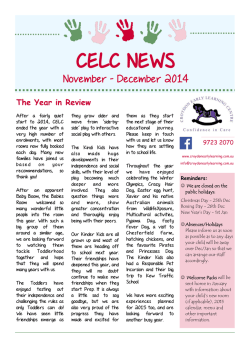 Current Newsletter - Croydon Early Learning Centre