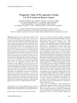 Prognostic Value of Pre-operative Serum CA 15.3