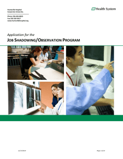 JOB SHADOWING/OBSERVATION PROGRAM