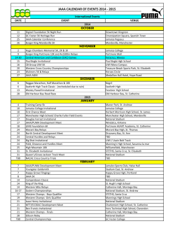 JAAA CALENDAR OF EVENTS 2014