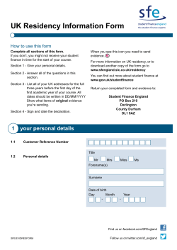 SFE UK Residency Information Form 1415