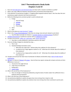 Unit 7 Thermodynamics Study Guide Chapters 5 and 19