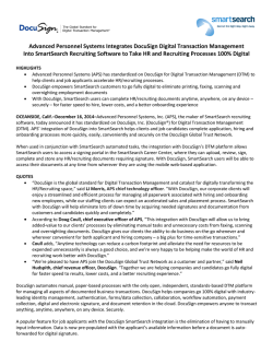 Advanced Personnel Systems Integrates DocuSign