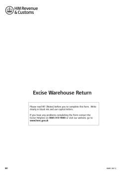 W1 Return: Excise Warehouse Return