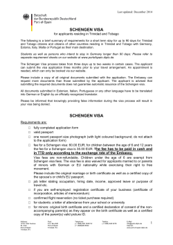 information sheet on the application for a schengen visa