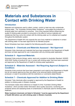 Materials and Substances in Contact with Drinking
