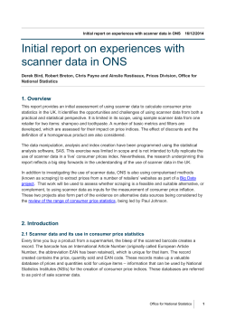 Initial report on experiences with scanner data in ONS