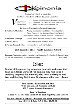 This week's Koinonia - Anglican Parish of Masterton