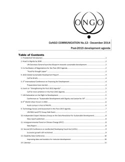 CoNGO COMMUNICATION No.13 - December 2014 Post-2015