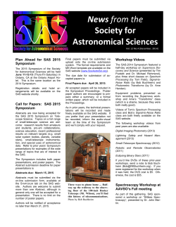 Latest SAS Newsletter - Society for Astronomical Sciences