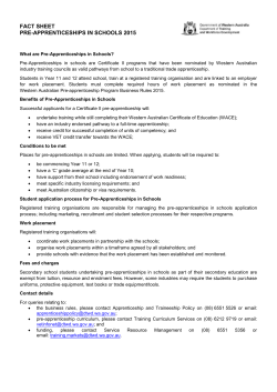 fact sheet pre-apprenticeships in schools 2015