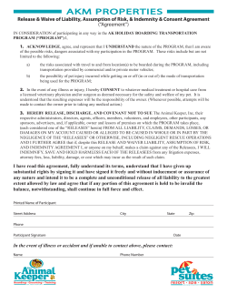 Waiver Form - The Animal Keeper