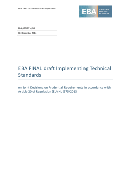 EBA FINAL draft Implementing Technical Standards