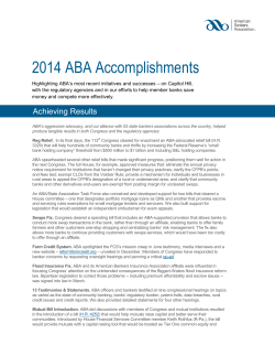 2014 ABA Accomplishments - American Bankers Association