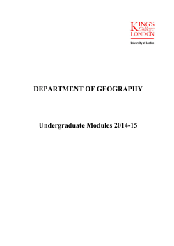 DEPARTMENT OF GEOGRAPHY Undergraduate Modules 2014-15