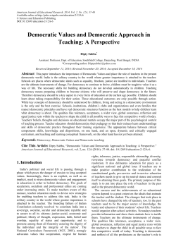 Democratic Values and Democratic Approach in Teaching: A
