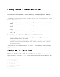 Creating Xamarin.UITests for Xamarin.iOS Creating the Test Fixture