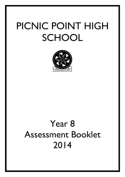 Year 8 Assessment Booklet 2014