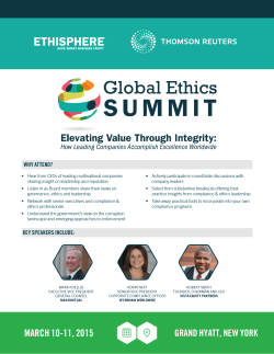 MARCH 10-11, 2015 - Global Ethics Summit