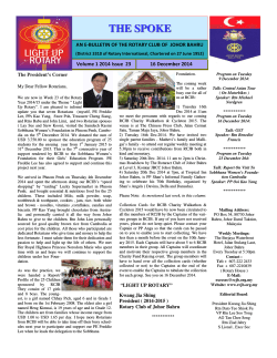 The Spoke 16 December 2014 - Rotary Club Johor Bahru, Malaysia