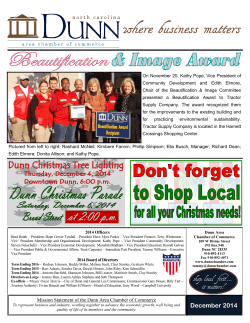 December 2014 Newsletter - Dunn Area Chamber of Commerce