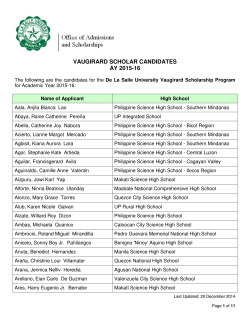 vaugirard scholar candidates ay 2015-16