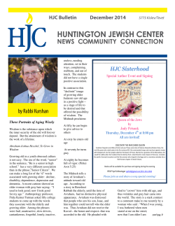 HJC Bulletin, Dec, 2014 - Huntington Jewish Center