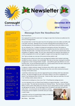 Newsletter December 2014 - Connaught School for Girls