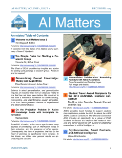 The December issue of AI Matters is out. Next deadline
