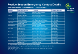 RAF Festive Season Emergency Contact Details