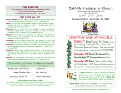 Announcements - Oak Hills Presbyterian Church