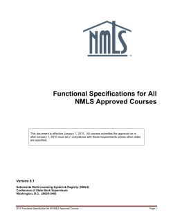 Functional Specifications for All NMLS Approved Courses