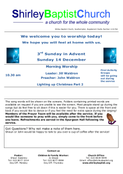 Sunday 14 December 2014 - Shirley Baptist Church