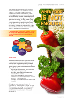 | High Performance Services: Nutrition Text: Nicki de Villiers