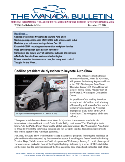 Cadillac president de Nysschen to keynote Auto Show