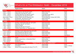 What's On at The Wimbledon Guild