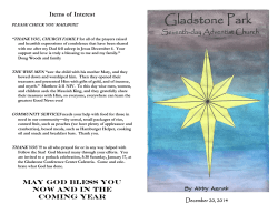 Bulletin - Gladstone Park Seventh