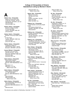 College of Chiropodists of Ontario Alphabetical Listing by Member's