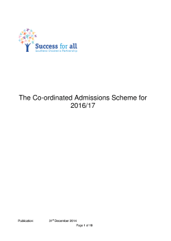 The Co-ordinated Admissions Scheme for 2016/17